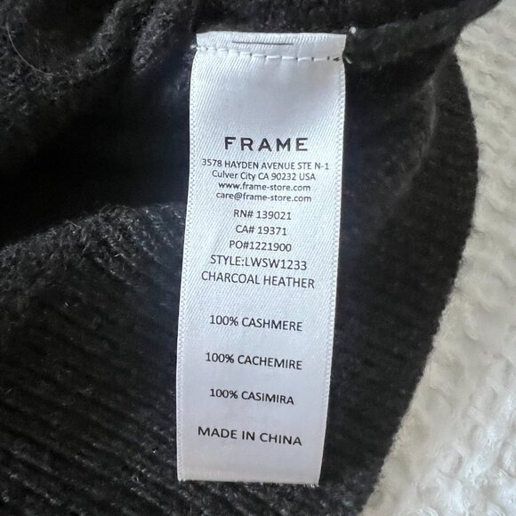 Frame Cashmere Ruched Short Puff Sleeve Sweater Dark Grey M - Picture 11 of 12